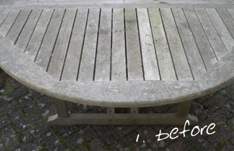1. Teak Table Before